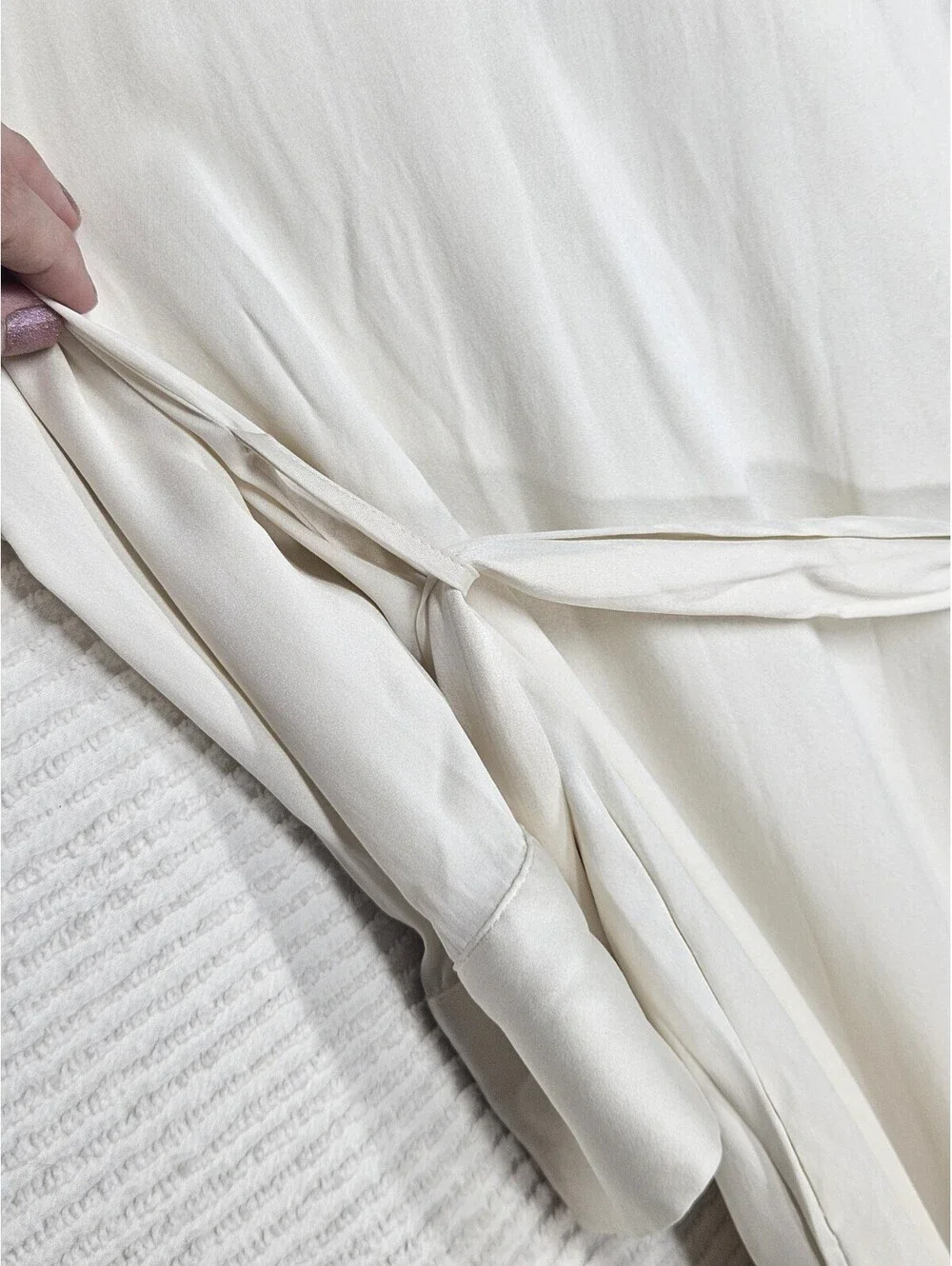 Ivory Satin Robe 93% Silk Brooks Brothers S Dressing Gown wSash Bridal Wedding